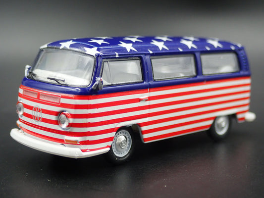 1967-1979 VW VOLKSWAGEN TYPE 2 T2 BUS USA FLAG RARE 1/64 SCALE DIECAST MODEL CAR