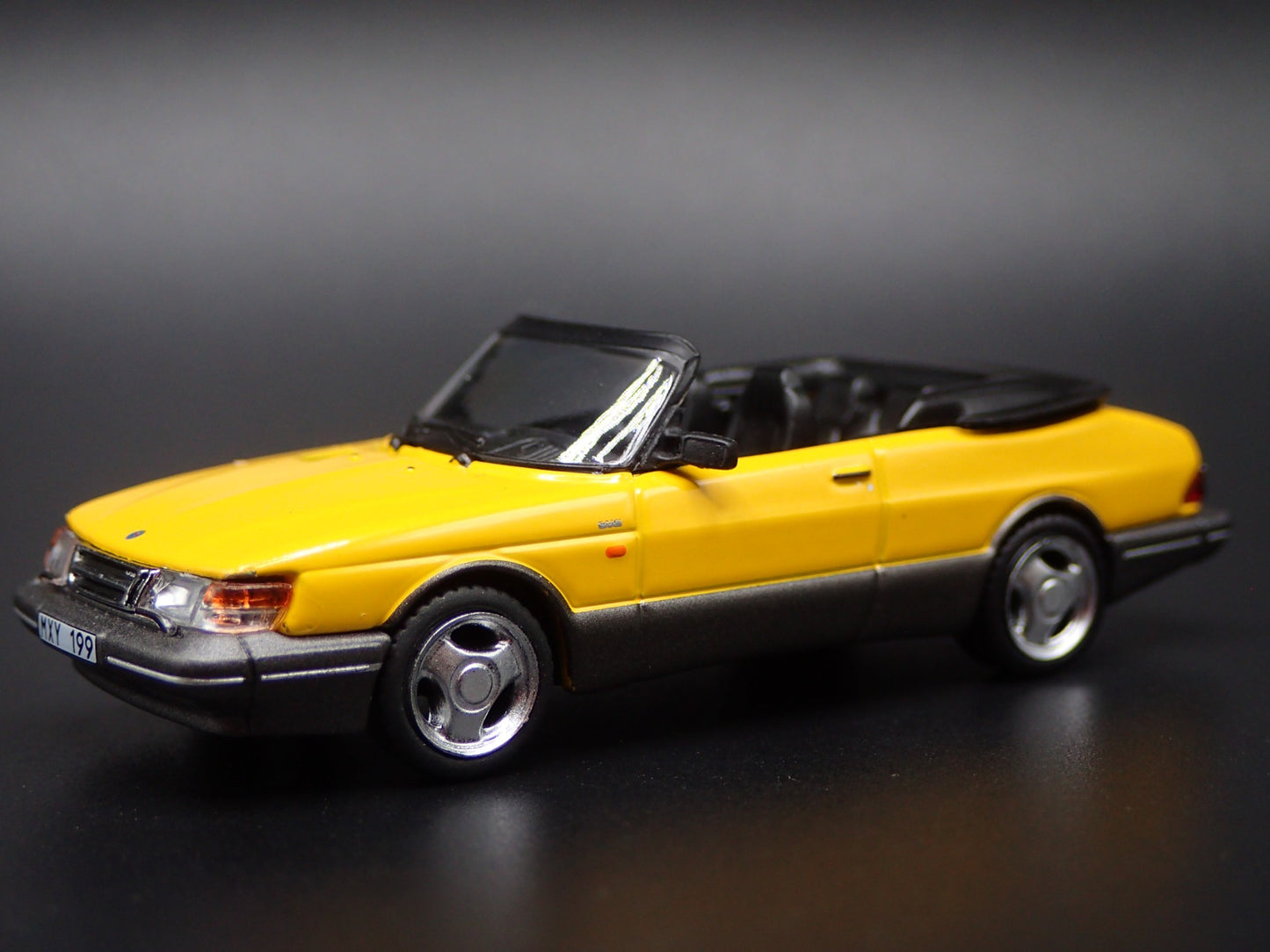 1978-1998 SAAB 900 TURBO CONVERTIBLE YELLOW 1/64 SCALE DIORAMA DIECAST MODEL CAR