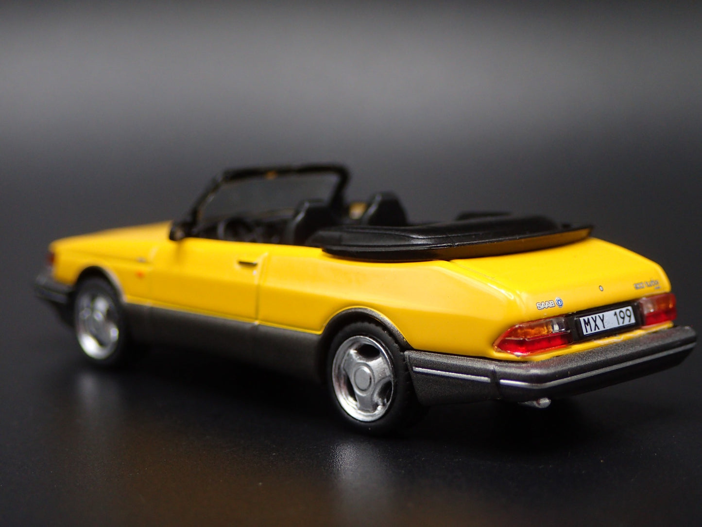 1978-1998 SAAB 900 TURBO CONVERTIBLE YELLOW 1/64 SCALE DIORAMA DIECAST MODEL CAR