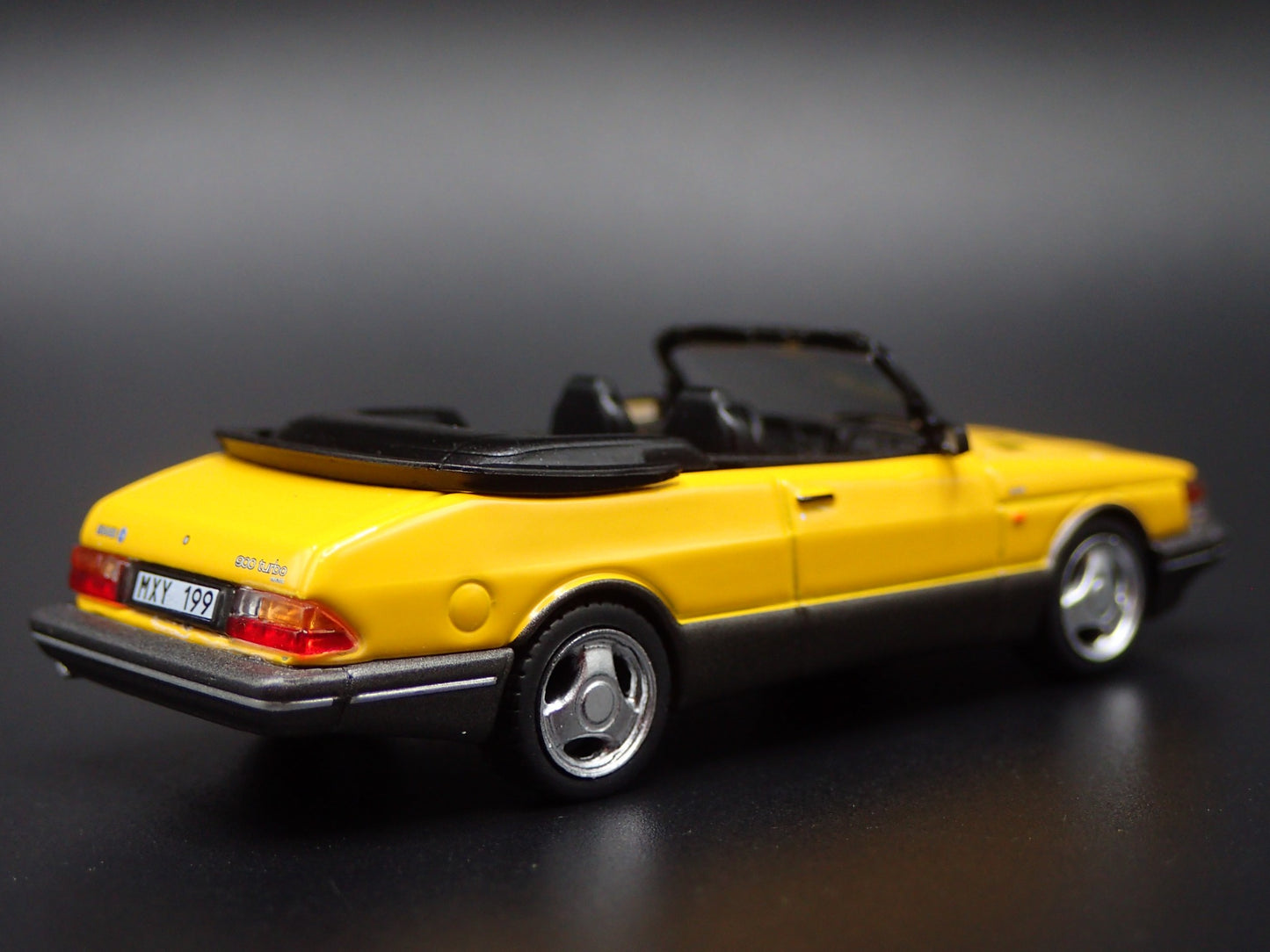 1978-1998 SAAB 900 TURBO CONVERTIBLE YELLOW 1/64 SCALE DIORAMA DIECAST MODEL CAR