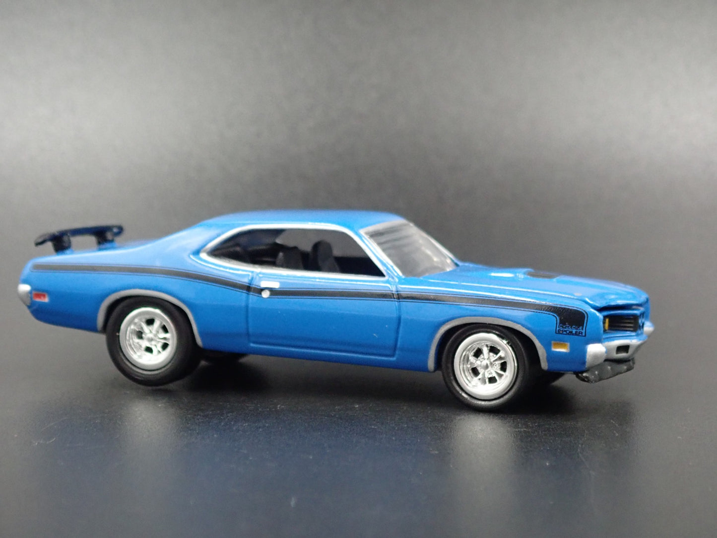 1971 71 MERCURY CYCLONE SPOILER BLUE RARE 1/64 SCALE DIORAMA DIECAST MODEL CAR