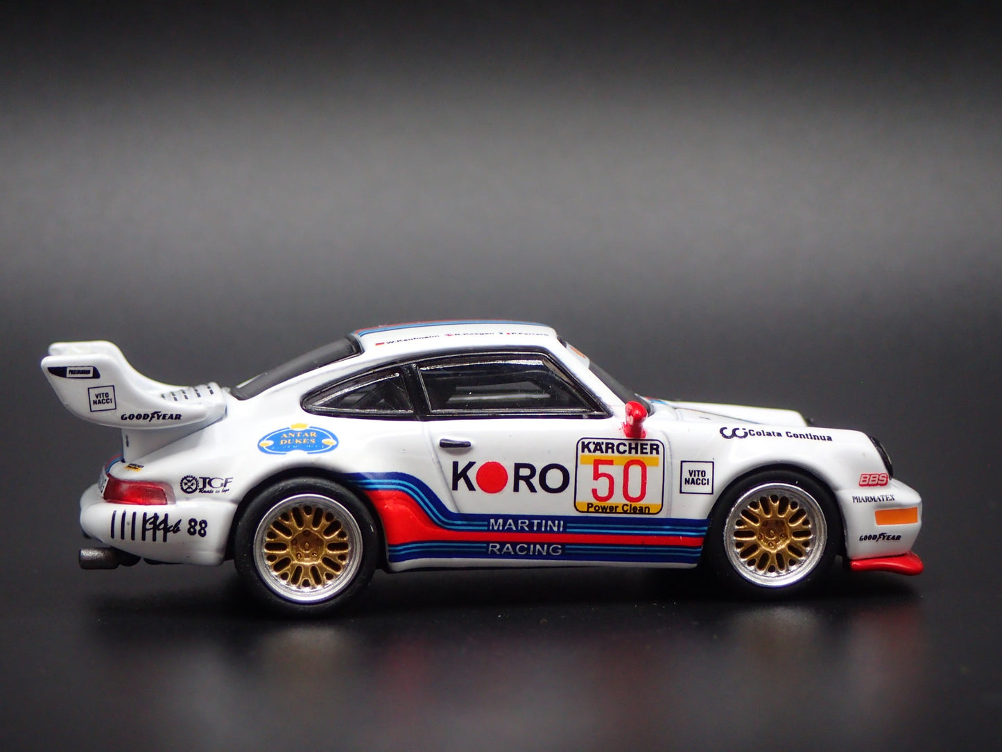 PORSCHE 911 TURBO S LM GT BRP GT 1995 KORO MARTINI 1:64 SCALE DIECAST MODEL CAR