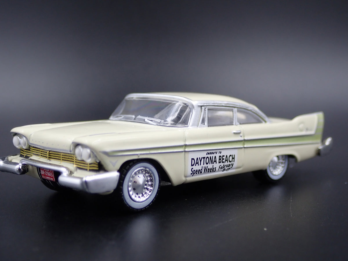 1957 57 PLYMOUTH FURY DAYTONA BEACH SPEED WEEK RARE 1/64 SCALE DIECAST MODEL CAR-Burning Rubber Toy Company