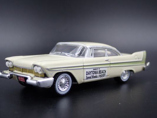 1957 57 PLYMOUTH FURY DAYTONA BEACH SPEED WEEK RARE 1/64 SCALE DIECAST MODEL CAR-Burning Rubber Toy Company
