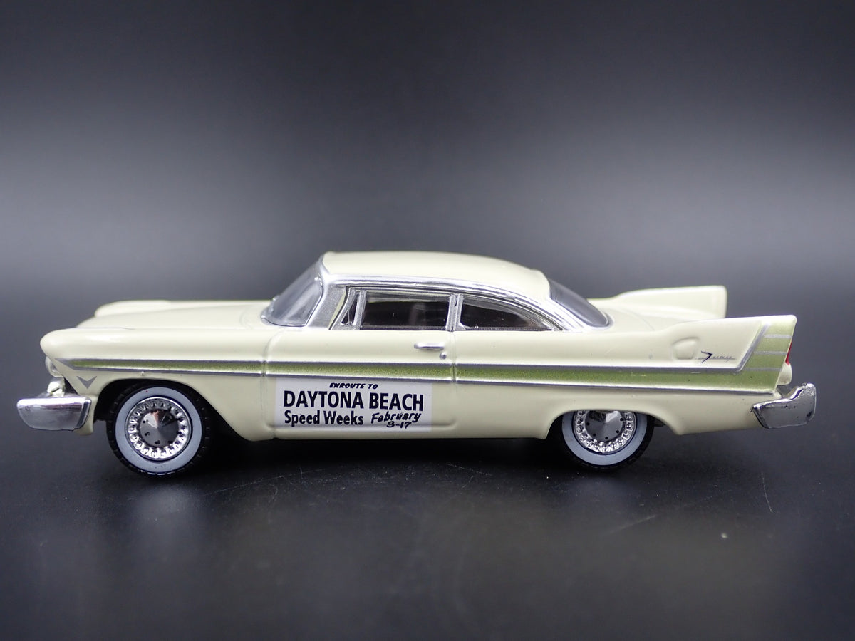 1957 57 PLYMOUTH FURY DAYTONA BEACH SPEED WEEK RARE 1/64 SCALE DIECAST MODEL CAR-Burning Rubber Toy Company
