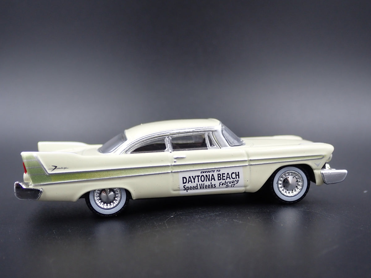 1957 57 PLYMOUTH FURY DAYTONA BEACH SPEED WEEK RARE 1/64 SCALE DIECAST MODEL CAR-Burning Rubber Toy Company