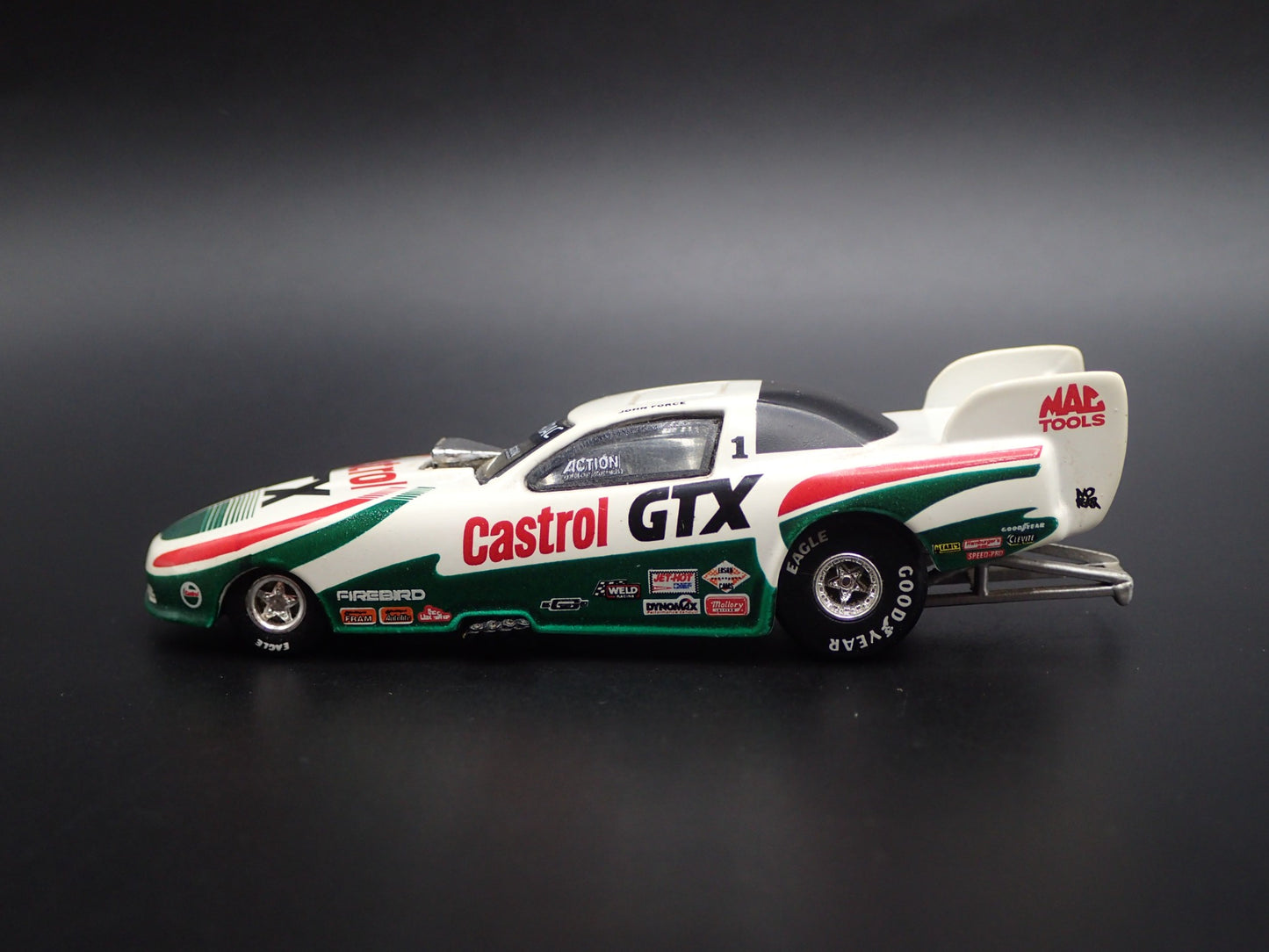 1996 PONTIAC FIREBIRD FUNNY CAR NHRA CASTROL GTX 1/64 SCALE DIECAST MODEL CAR