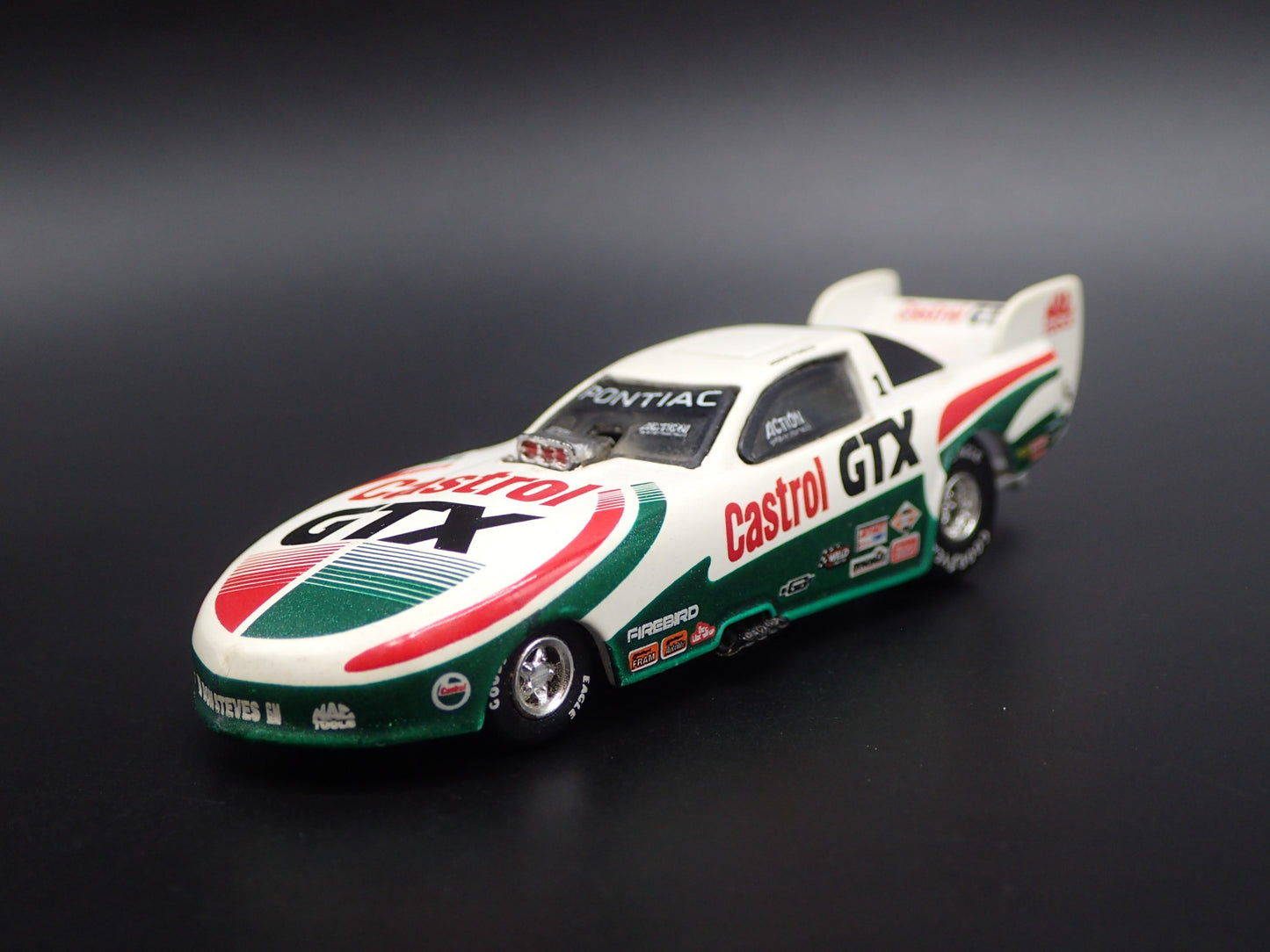 1996 PONTIAC FIREBIRD FUNNY CAR NHRA CASTROL GTX 1/64 SCALE DIECAST MODEL CAR