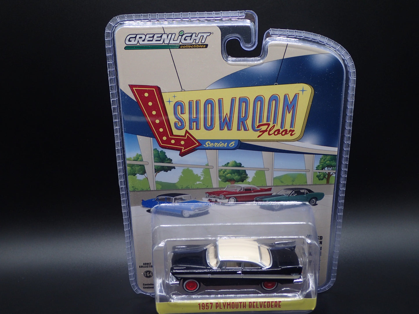 1957 PLYMOUTH BELVEDERE 2024 GREENLIGHT TARGET RED CHASE SHOWROOM FLOOR SERIES 6