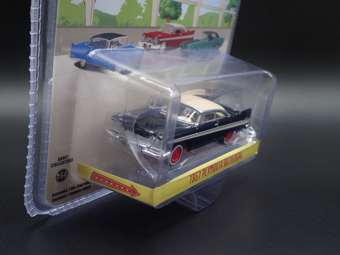 1957 PLYMOUTH BELVEDERE 2024 GREENLIGHT TARGET RED CHASE SHOWROOM FLOOR SERIES 6