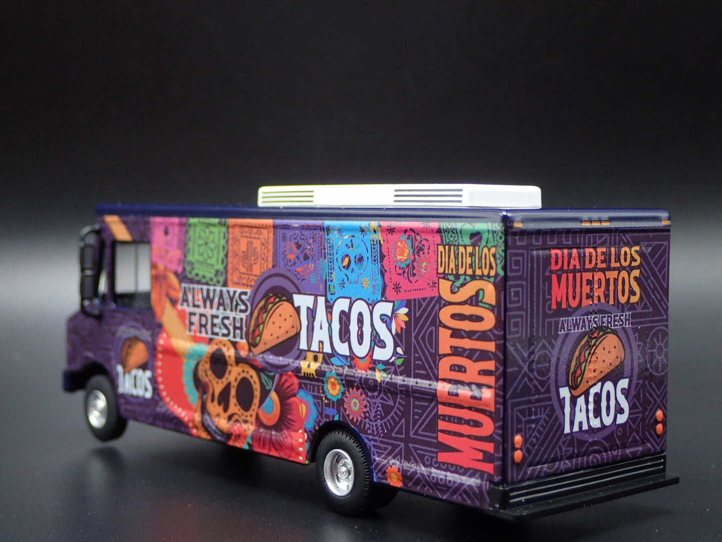 DELIVERY STEP VAN TACOS FOOD TRUCK DIA DE LOS MUERTOS 1:64 SCALE DIECAST MODEL