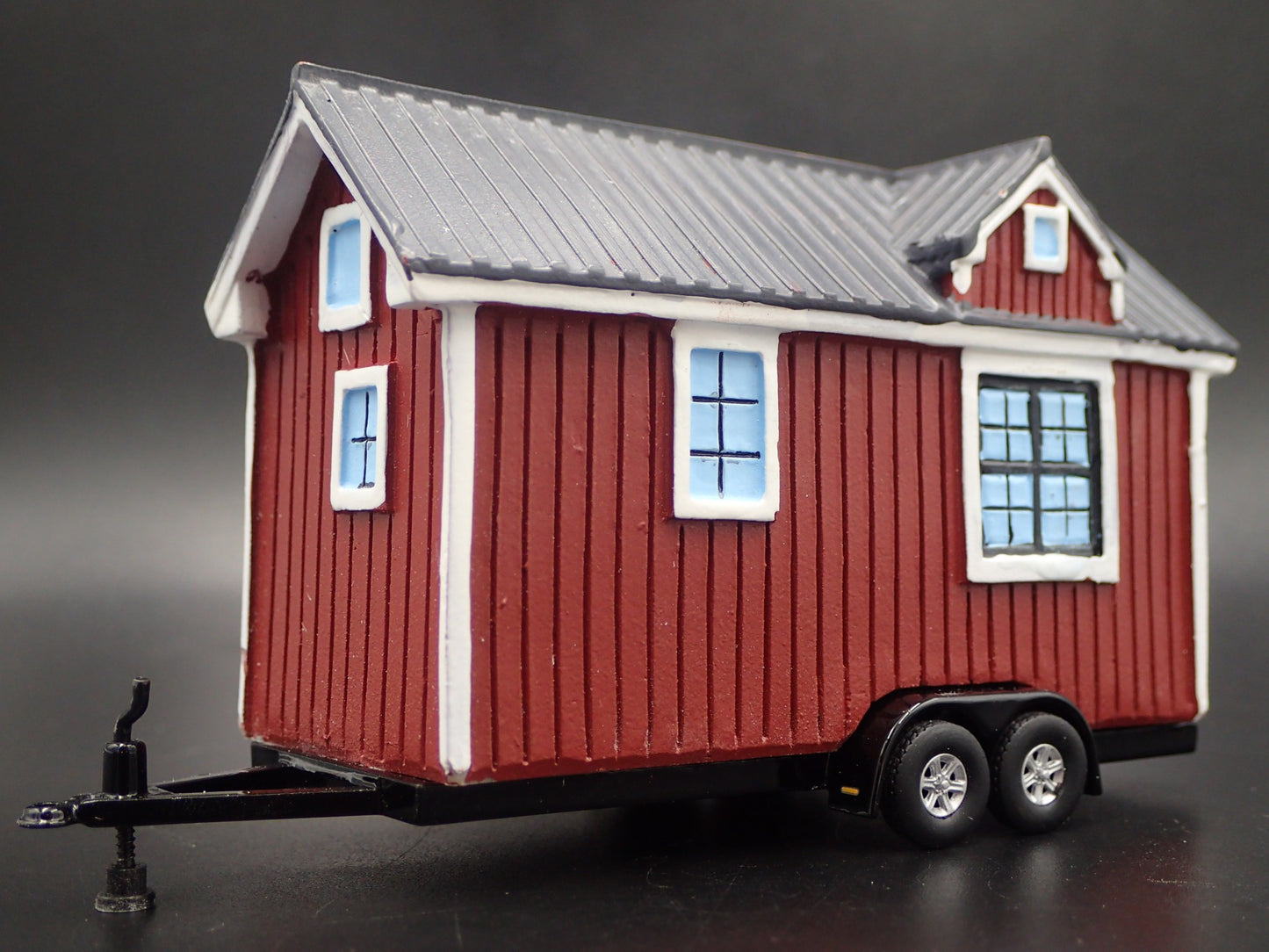 TINY HOUSE HOME FLAT BED TRAILER CAMPER W/ HITCH  1:64 SCALE DIORAMA RESIN MODEL