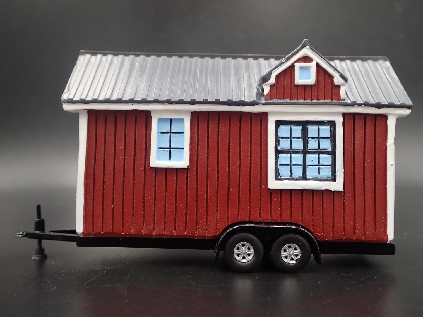 TINY HOUSE HOME FLAT BED TRAILER CAMPER W/ HITCH  1:64 SCALE DIORAMA RESIN MODEL