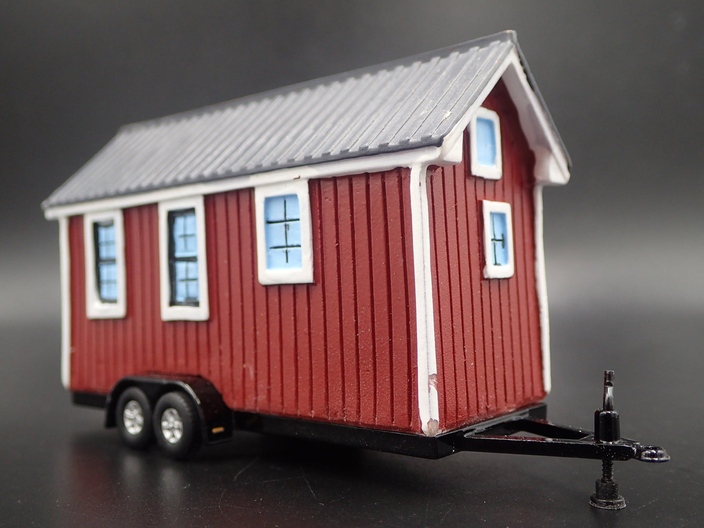 TINY HOUSE HOME FLAT BED TRAILER CAMPER W/ HITCH  1:64 SCALE DIORAMA RESIN MODEL