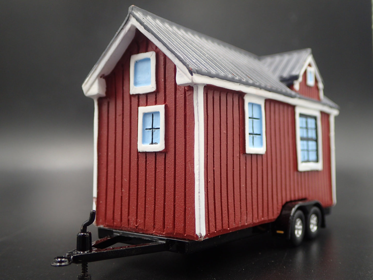 TINY HOUSE HOME FLAT BED TRAILER CAMPER W/ HITCH  1:64 SCALE DIORAMA RESIN MODEL