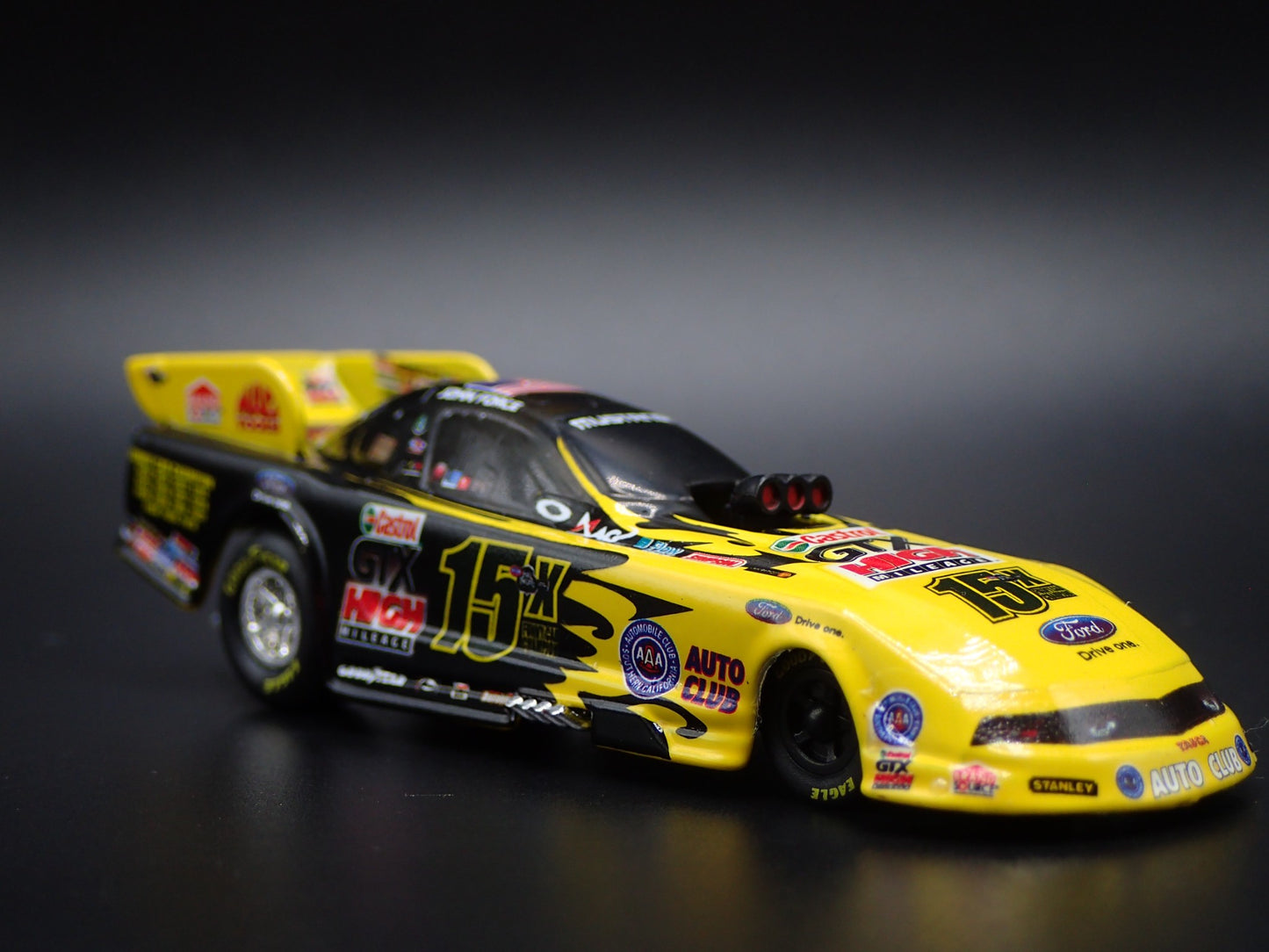 2011 FORD MUSTANG FUNNY CAR JOHN FORCE CASTROL GTX 1:64 SCALE DIECAST MODEL CAR