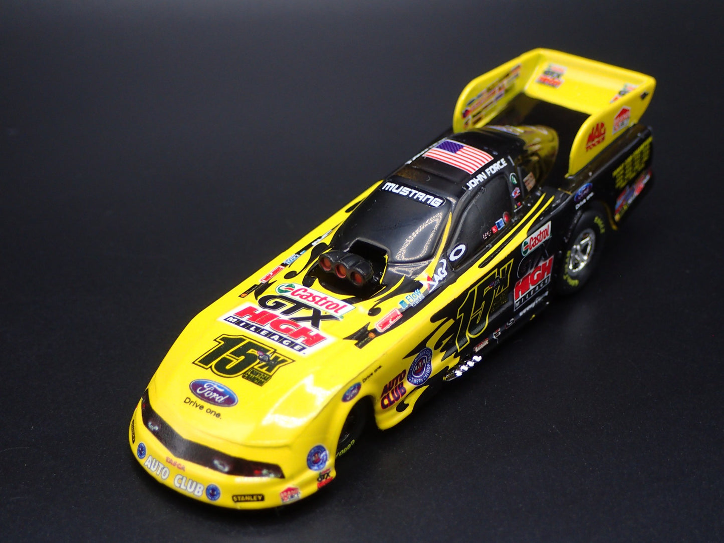 2011 FORD MUSTANG FUNNY CAR JOHN FORCE CASTROL GTX 1:64 SCALE DIECAST MODEL CAR