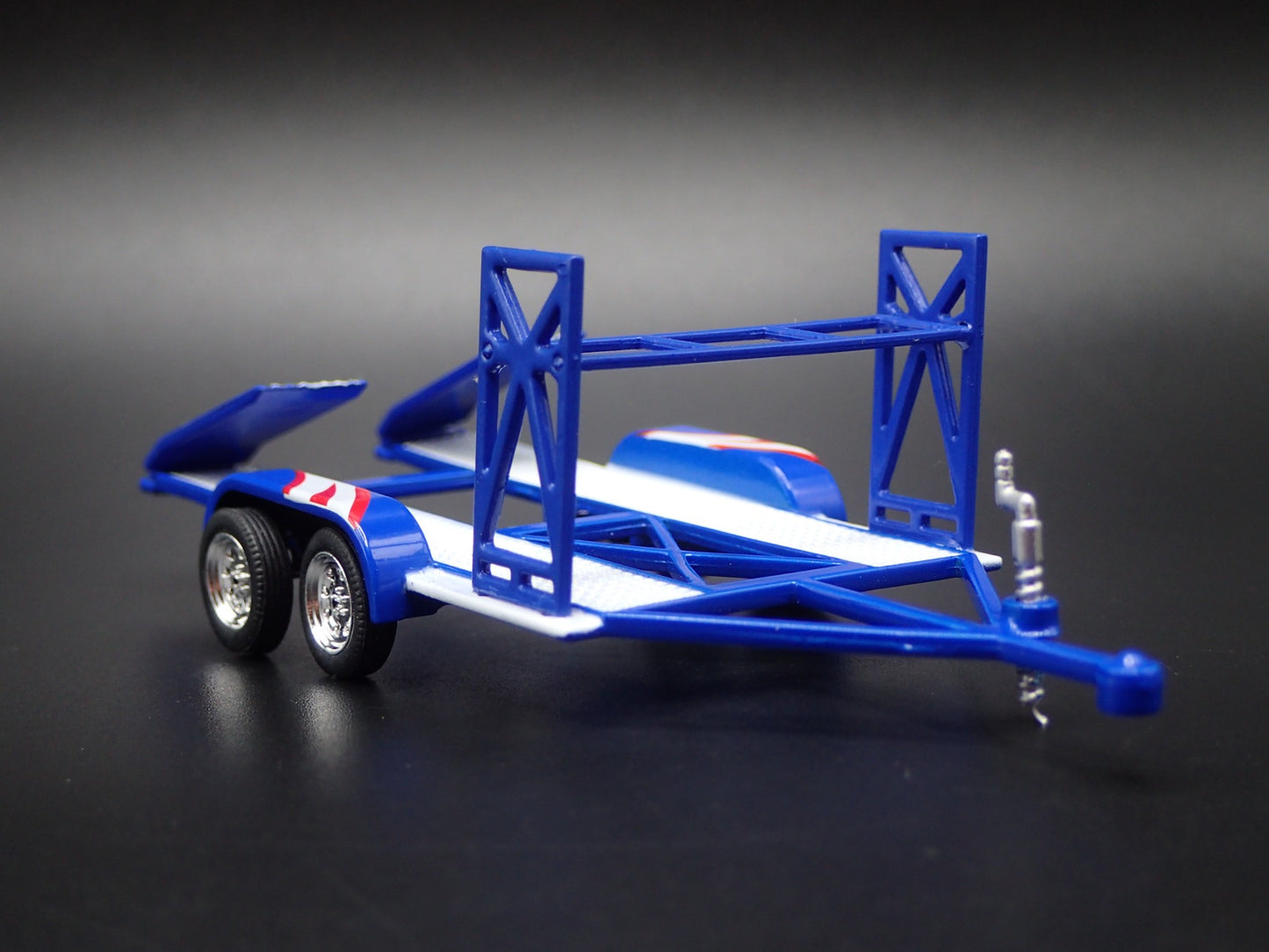 TANDEM FLATBED CAR TRAILER w/ LOADING RAMPS 1:64 SCALE DIORAMA DIECAST MODEL