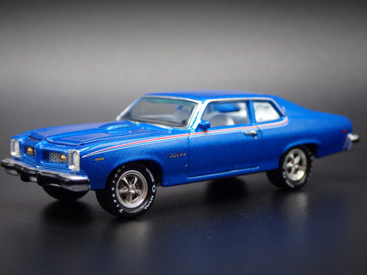1974 74 PONTIAC GTO MUSCLE CAR BLUE 1:64 SCALE DIORAMA DIECAST MODEL CAR