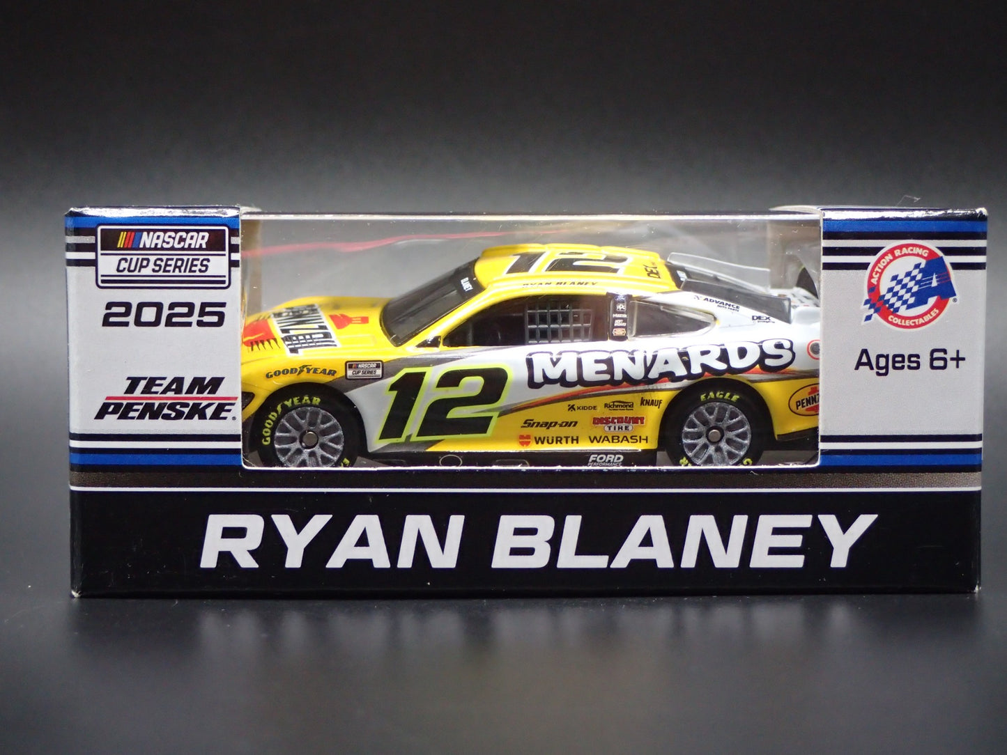 2025 25 FORD MUSTANG #12 RYAN BLANEY MENARDS NASCAR 1:64 SCALE DIECAST MODEL CAR
