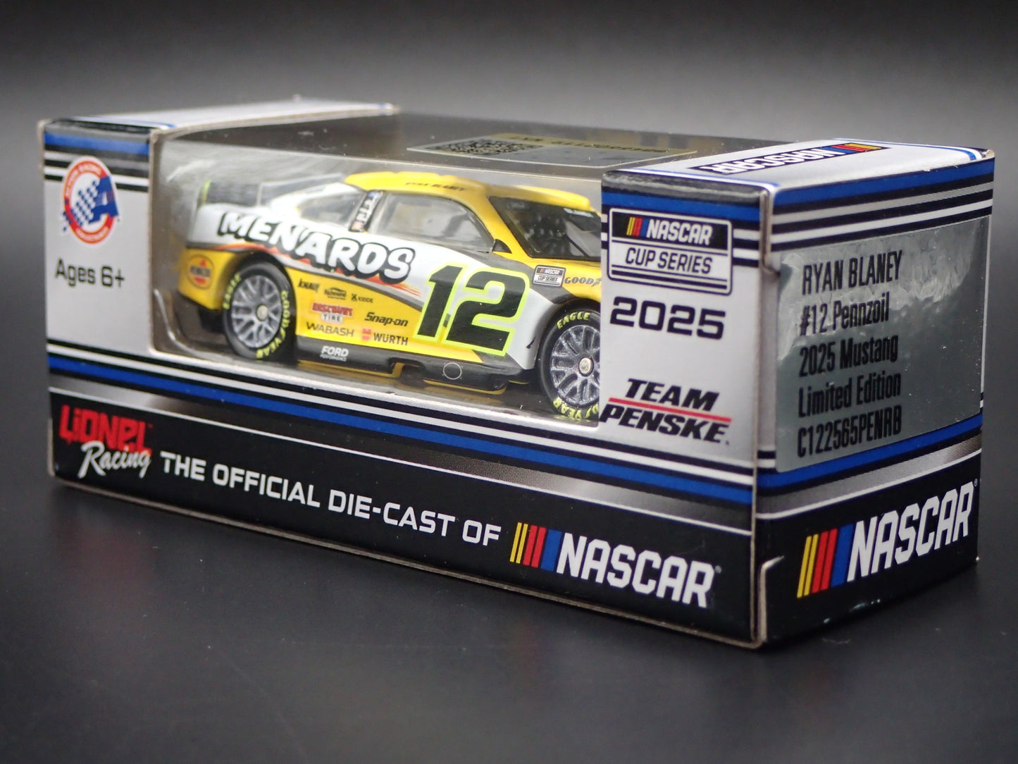 2025 25 FORD MUSTANG #12 RYAN BLANEY MENARDS NASCAR 1:64 SCALE DIECAST MODEL CAR