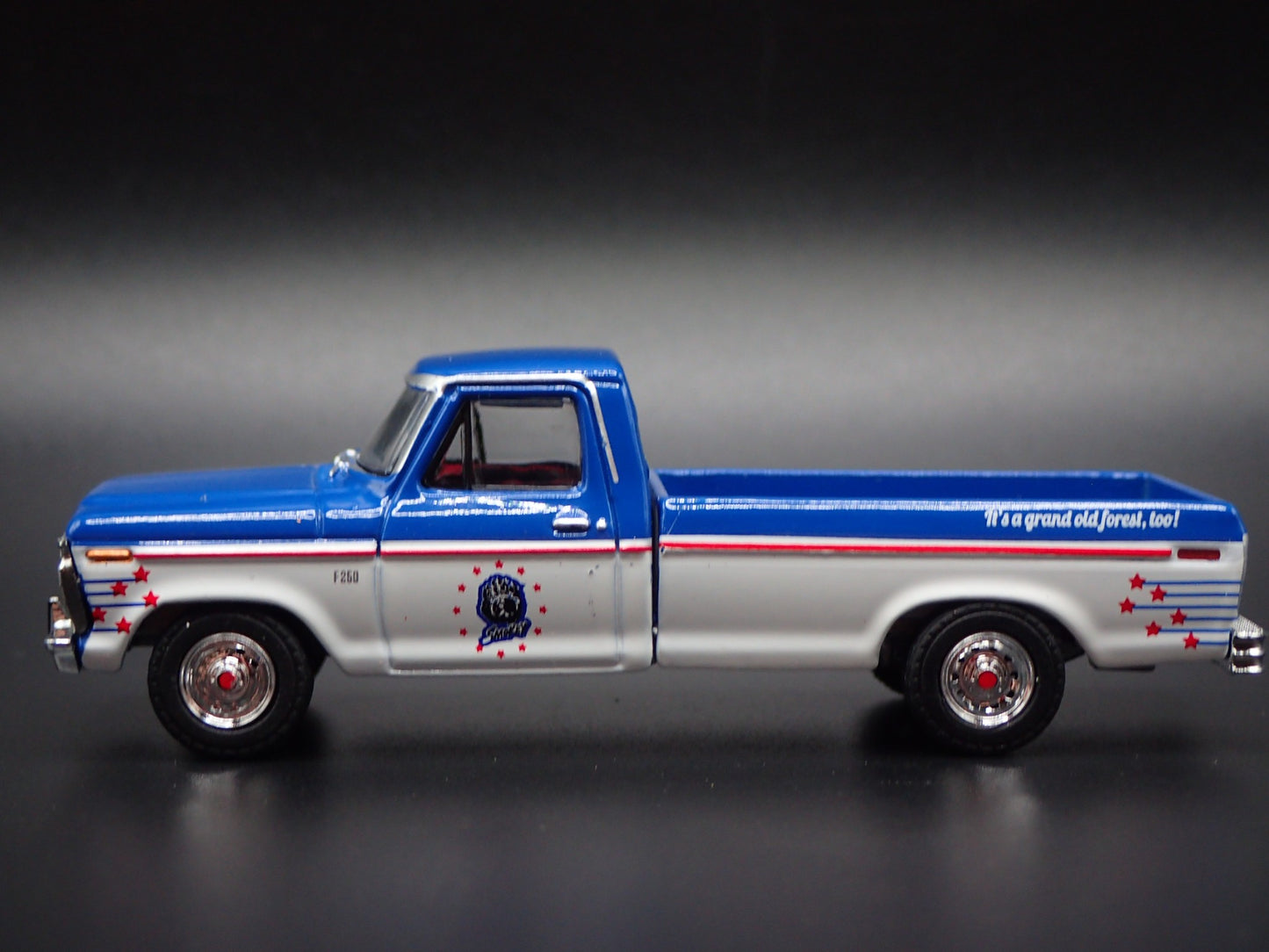 1976 76 FORD F250 PICKUP TRUCK SMOKEY BEAR BLUE 1/64 SCALE DIECAST MODEL CAR