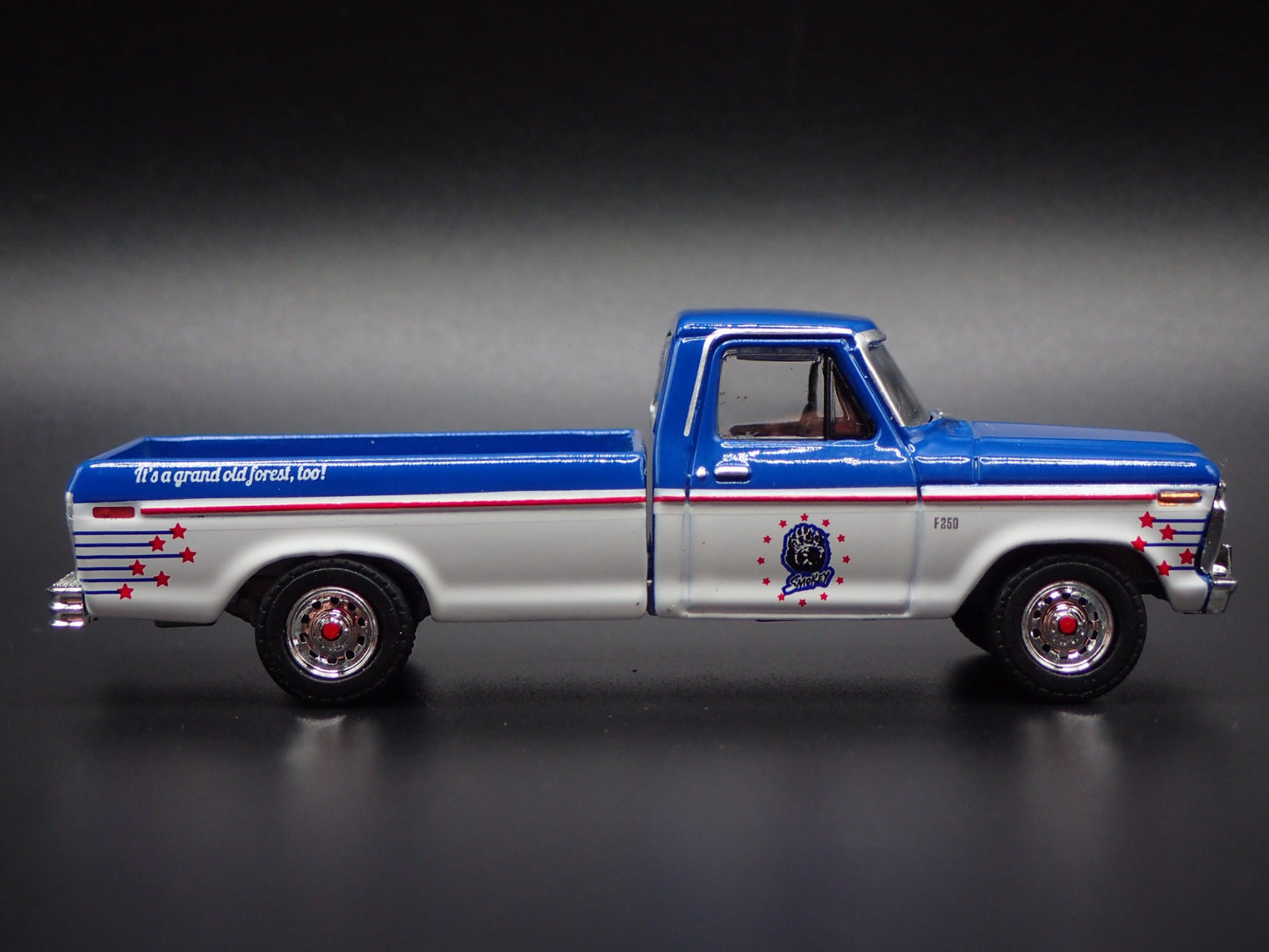 1976 76 FORD F250 PICKUP TRUCK SMOKEY BEAR BLUE 1/64 SCALE DIECAST MODEL CAR