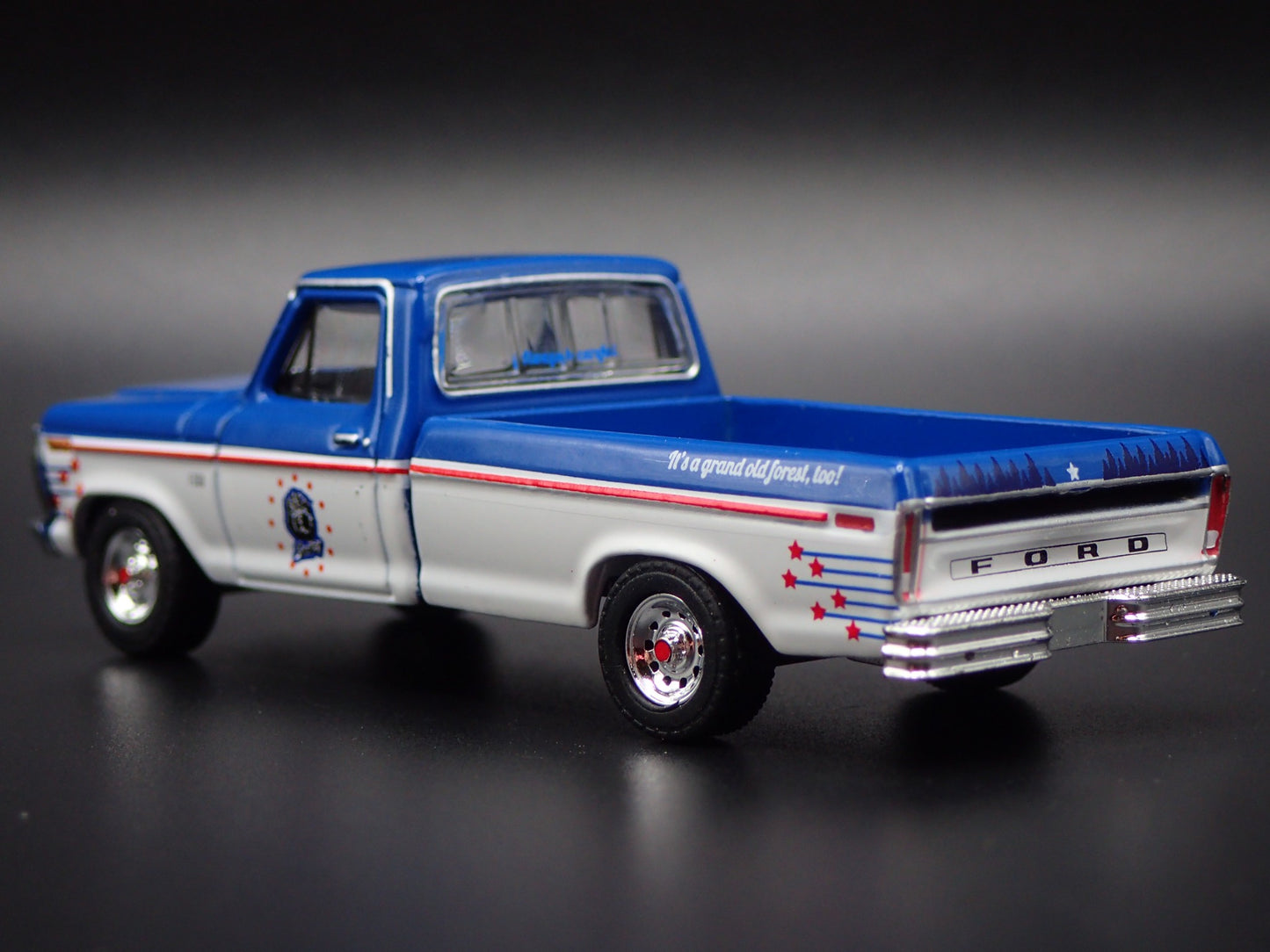1976 76 FORD F250 PICKUP TRUCK SMOKEY BEAR BLUE 1/64 SCALE DIECAST MODEL CAR