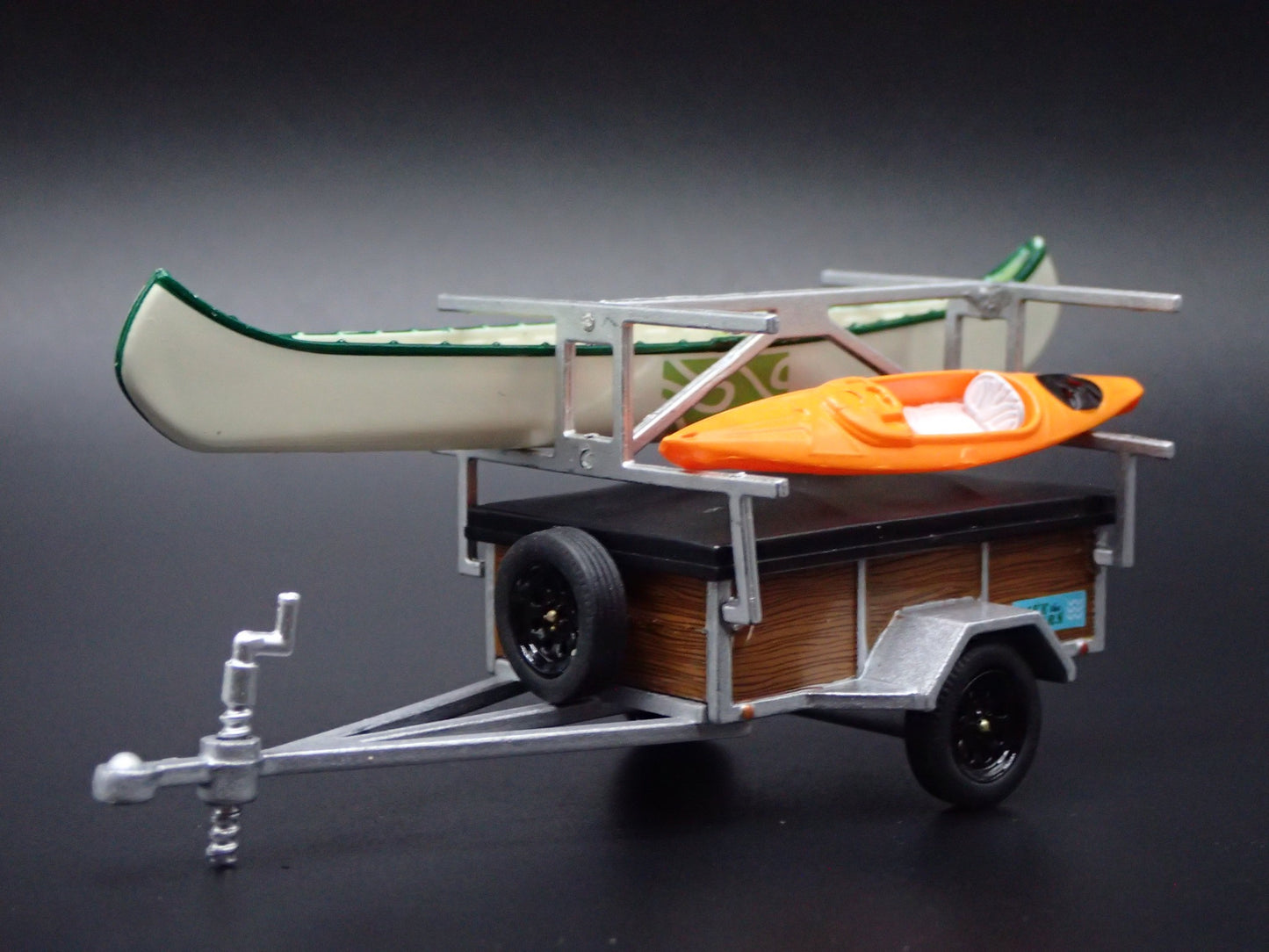 CANOE AND KAYAK TRAILER HITCH 1:64 SCALE DIORAMA COLLECTIBLE DIECAST MODEL BOAT