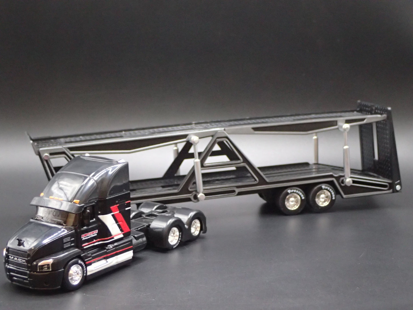 MACK ANTHEM RIG & CAR TRANSPORTER HAULER TRAILER BLACK 1:64 SCALE DIECAST MODEL