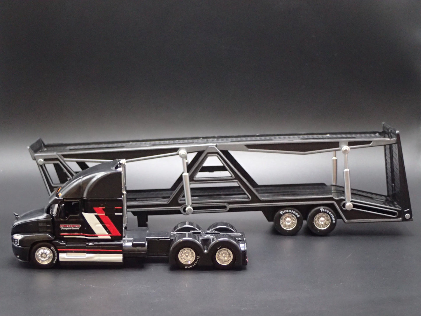 MACK ANTHEM RIG & CAR TRANSPORTER HAULER TRAILER BLACK 1:64 SCALE DIECAST MODEL