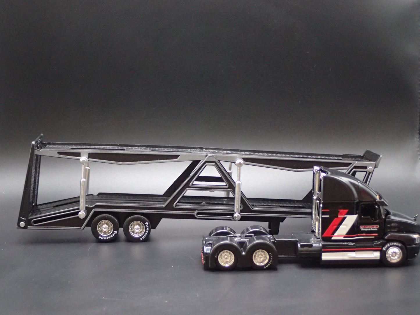 MACK ANTHEM RIG & CAR TRANSPORTER HAULER TRAILER BLACK 1:64 SCALE DIECAST MODEL