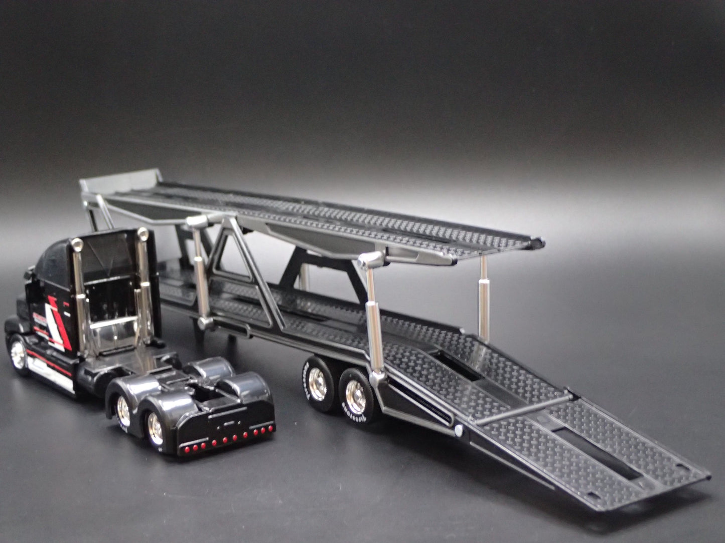 MACK ANTHEM RIG & CAR TRANSPORTER HAULER TRAILER BLACK 1:64 SCALE DIECAST MODEL