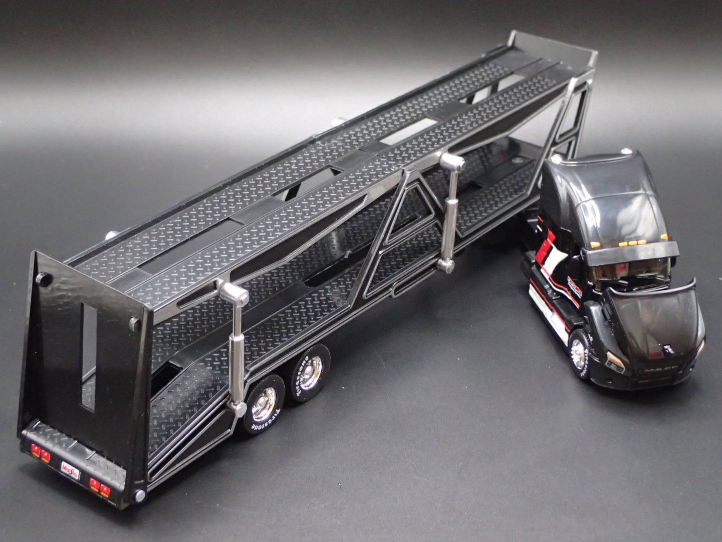 MACK ANTHEM RIG & CAR TRANSPORTER HAULER TRAILER BLACK 1:64 SCALE DIECAST MODEL