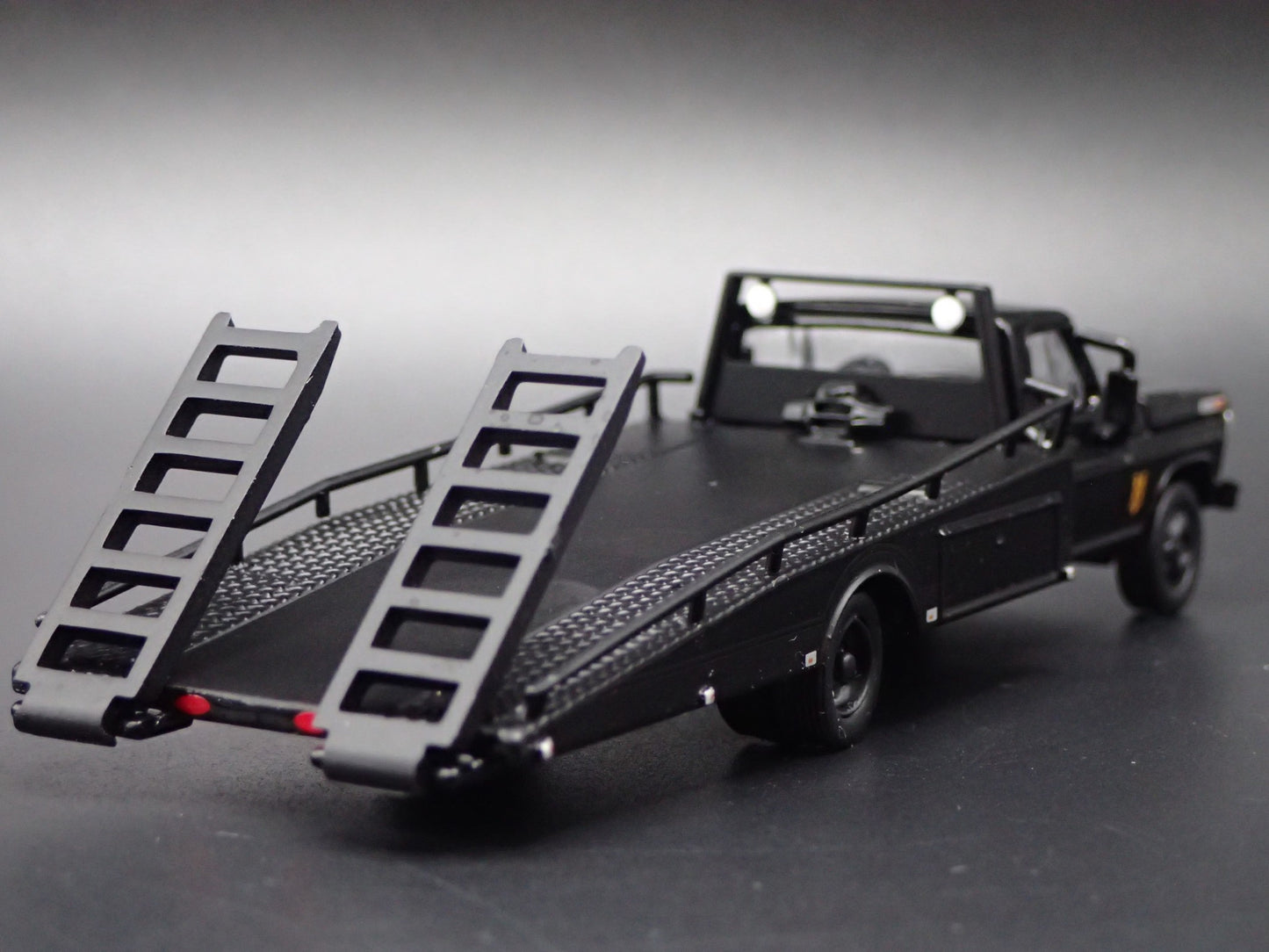 1972 72 FORD F-350 RAMP TRUCK BLACK 1:64 SCALE COLLECTIBLE DIECAST MODEL CAR