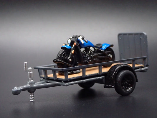 UTILITY TRAILER w 2020 INDIAN SCOUT BOBBER MOTORCYCLE 1:64 SCALE  DIECAST MODEL