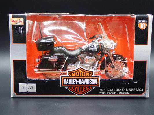 OKLAHOMA HIGHWAY PATROL HARLEY DAVIDSON MAISTO 1/18 MOTORCYCLE MODEL SERIES 10