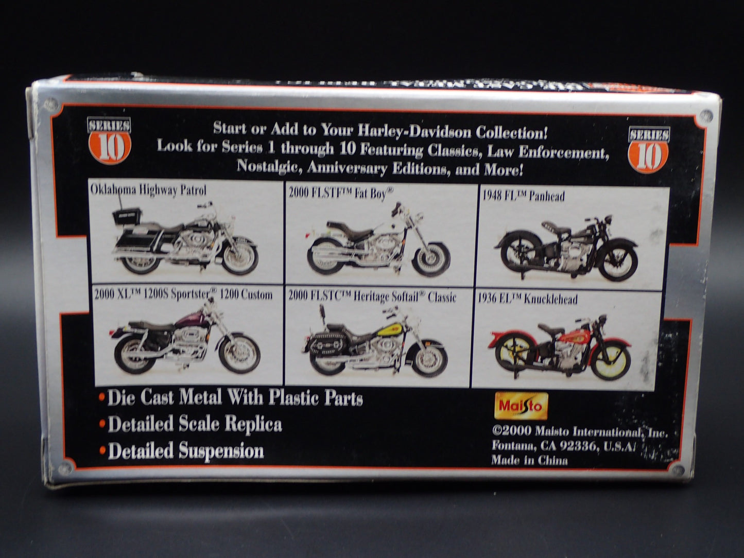 OKLAHOMA HIGHWAY PATROL HARLEY DAVIDSON MAISTO 1/18 MOTORCYCLE MODEL SERIES 10