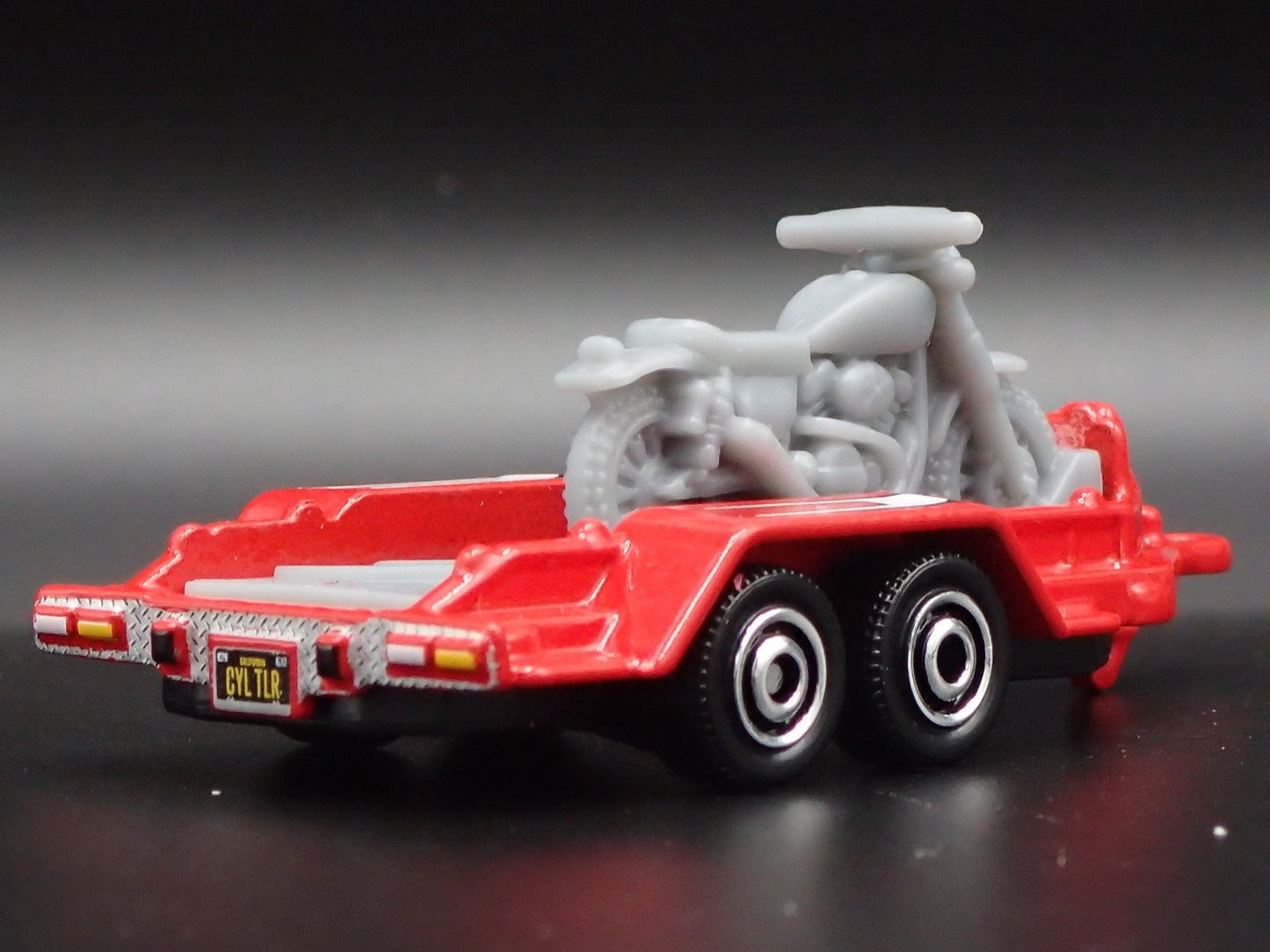 UTILITY TRAILER W MOTORCYCLE RED 1:64 SCALE COLLECTIBLE DIORAMA DIECAST MODEL