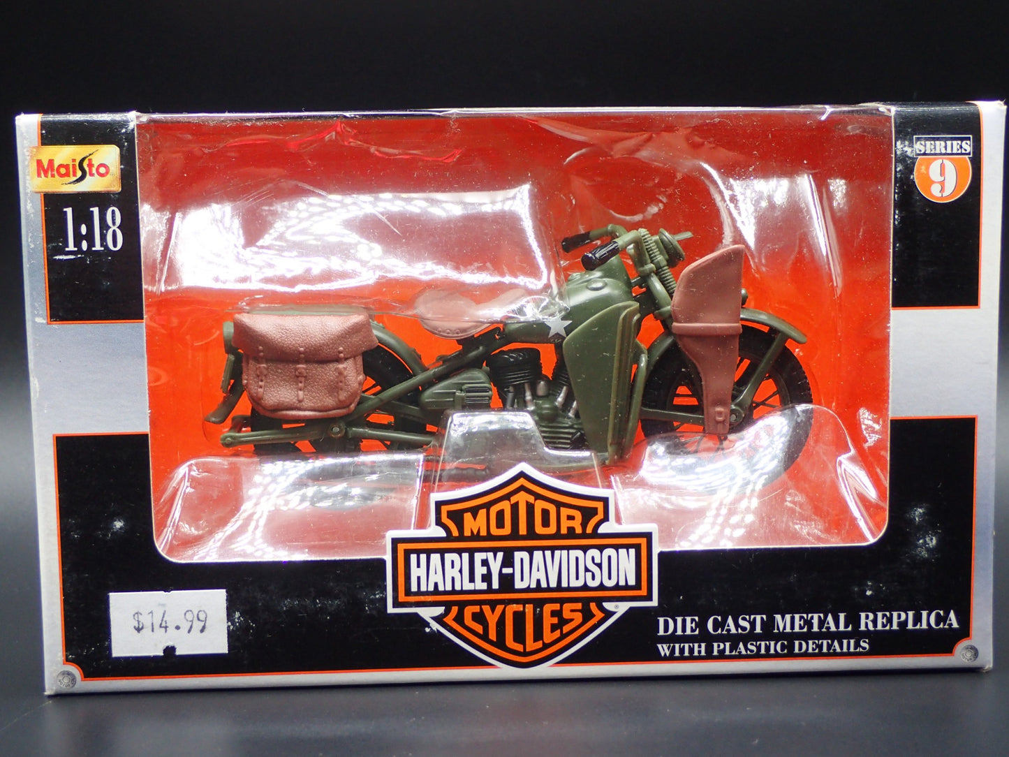 1942 WLA FLAT HEAD HARLEY DAVIDSON MAISTO 1/18 MOTORCYCLE MODEL SERIES 9