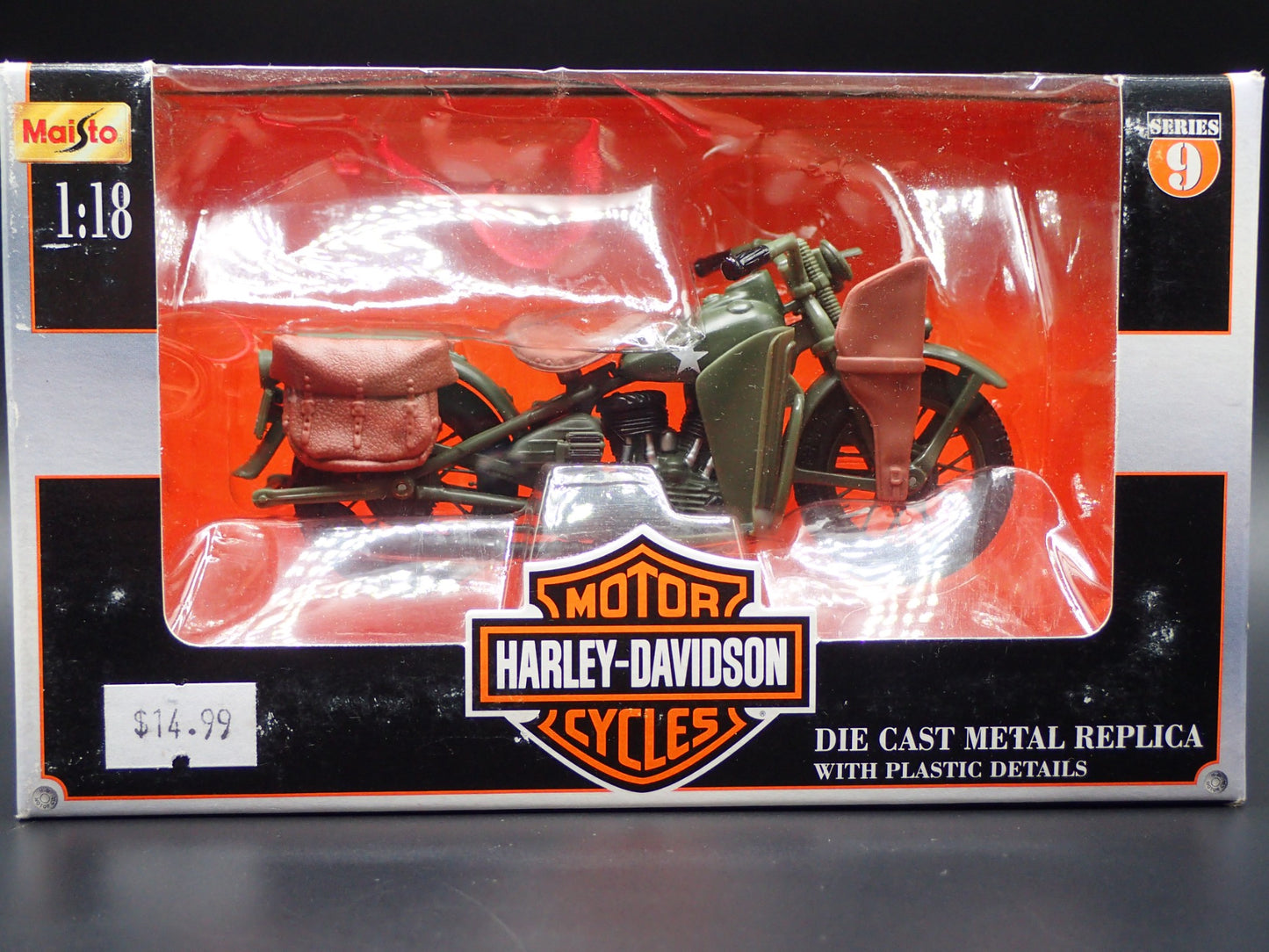 1942 WLA FLAT HEAD HARLEY DAVIDSON MAISTO 1/18 MOTORCYCLE MODEL SERIES 9