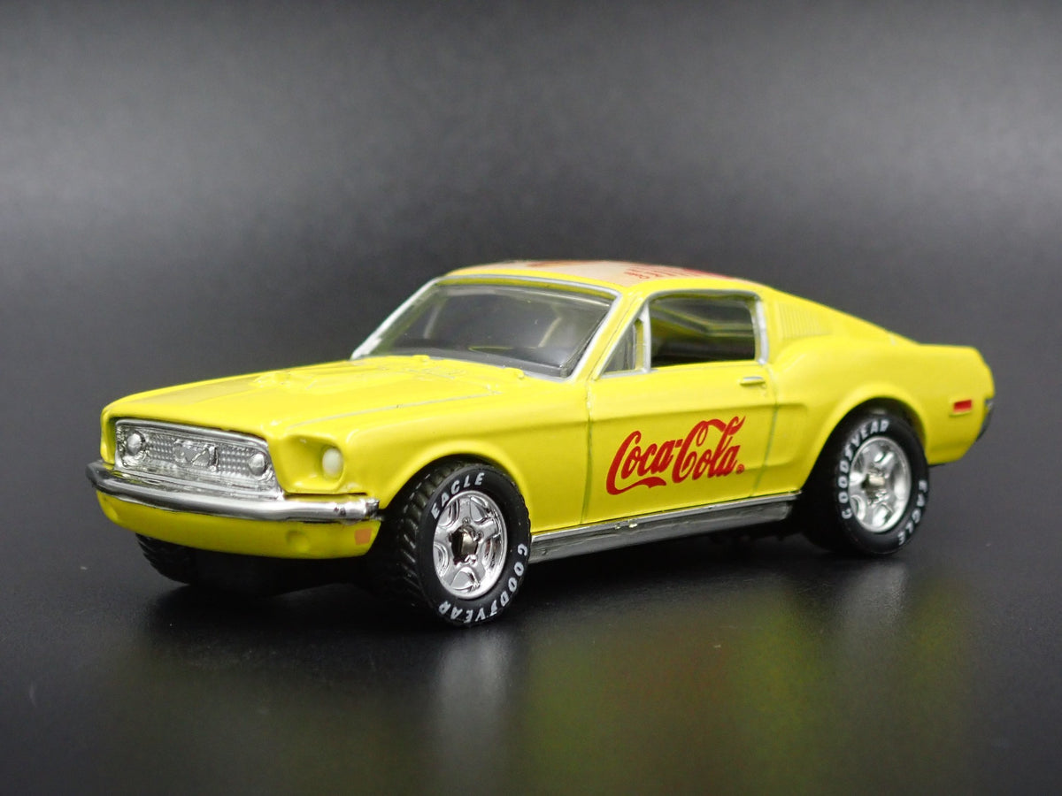 1968 68 FORD MUSTANG COCA COLA COBRA JET YELLOW 1:64 SCALE DIECAST MODEL CAR-Burning Rubber Toy Company