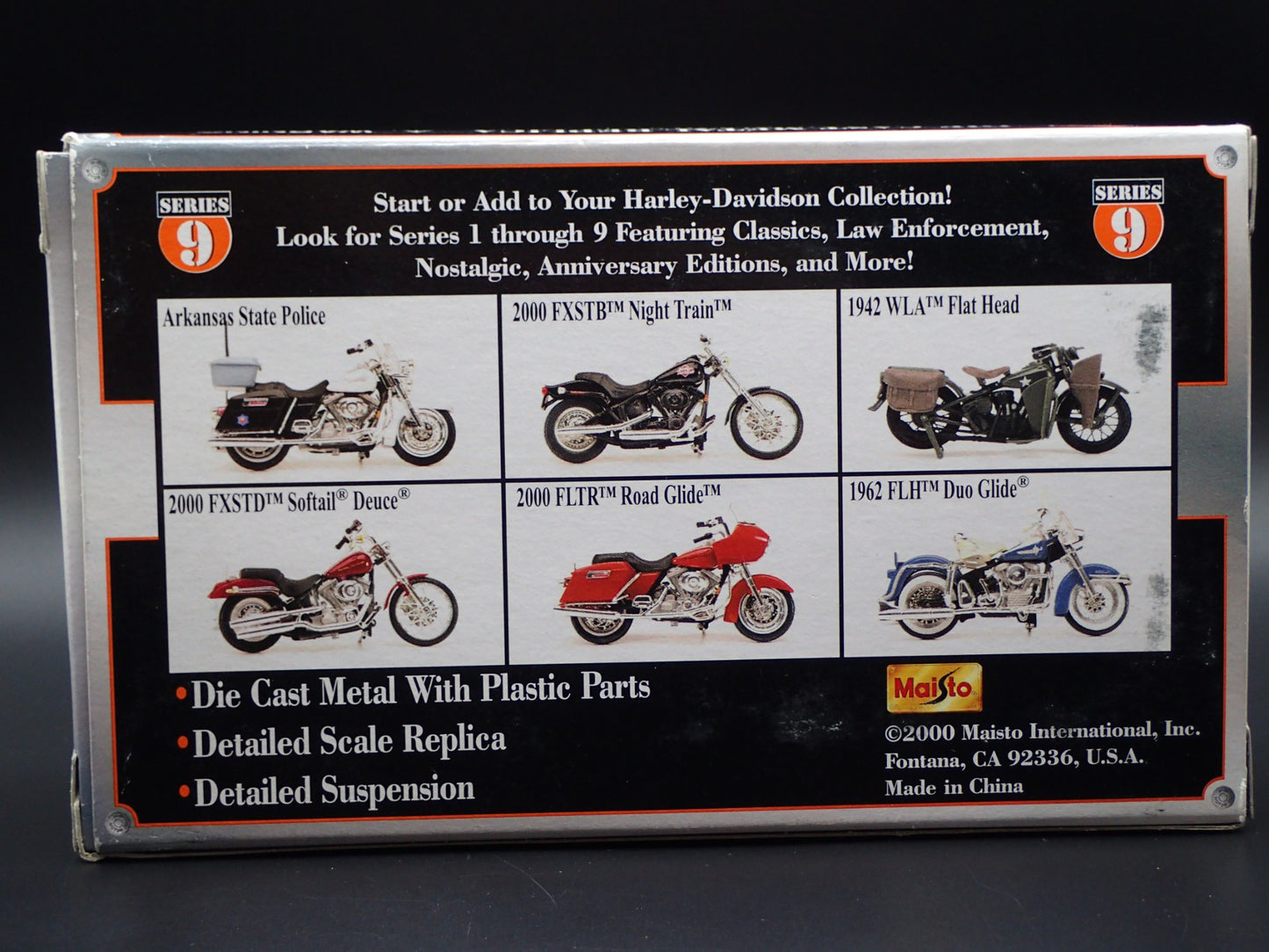 2000 FLTR ROAD GLIDE HARLEY DAVIDSON MOTORCYCLE MAISTO SERIES 9 1/18 MODEL