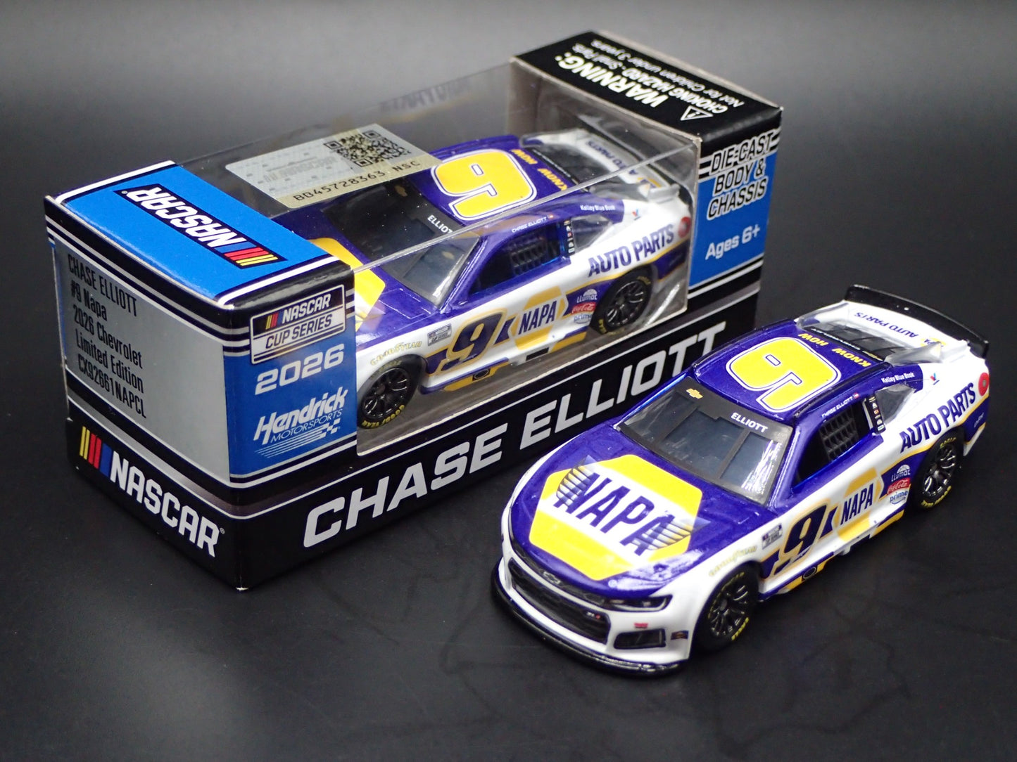 2026 26 CHEVROLET 9 CHASE ELLIOTT NAPA NASCAR 1:64 SCALE DIORAMA DIECAST CAR