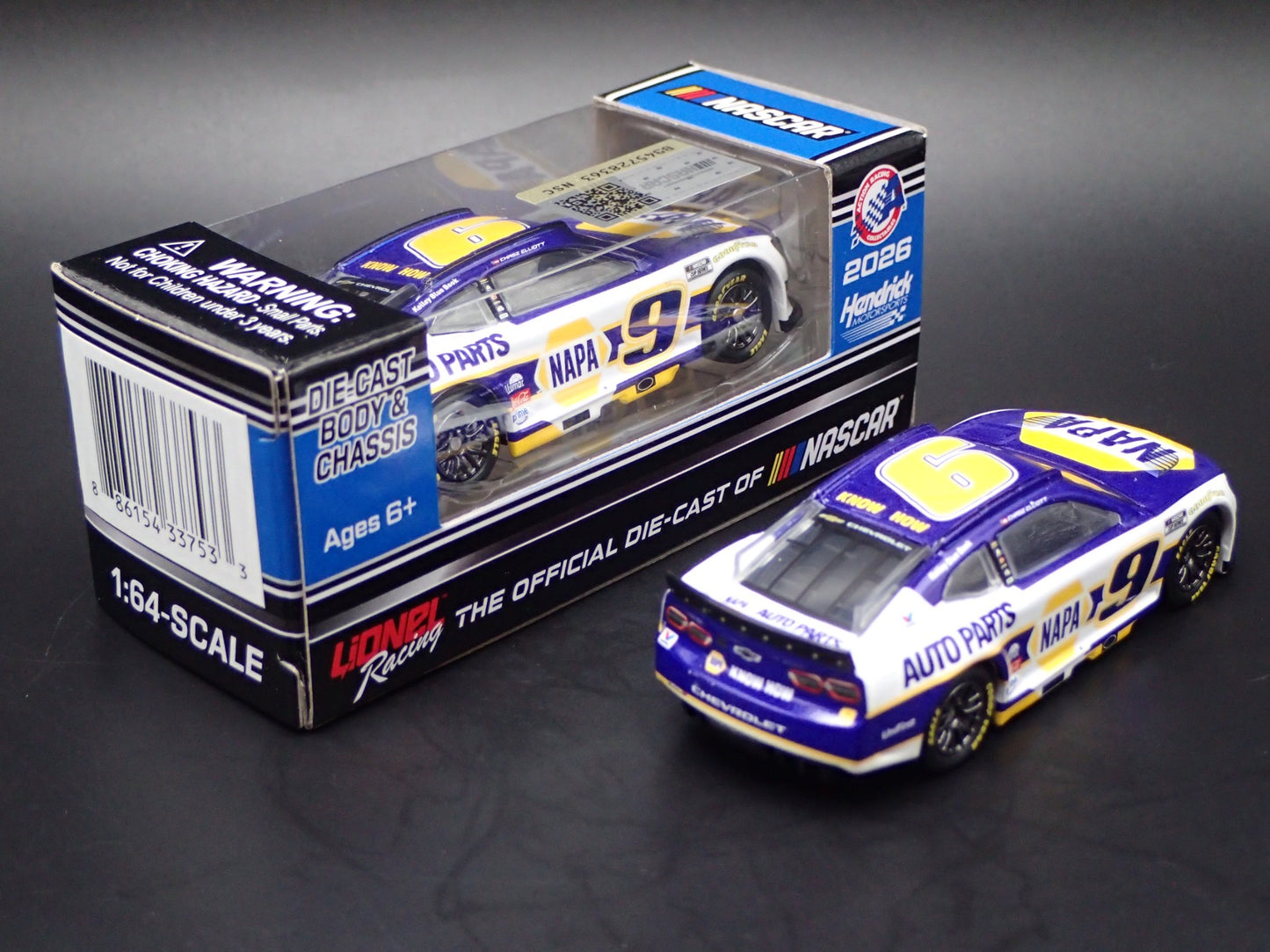 2026 26 CHEVROLET 9 CHASE ELLIOTT NAPA NASCAR 1:64 SCALE DIORAMA DIECAST CAR