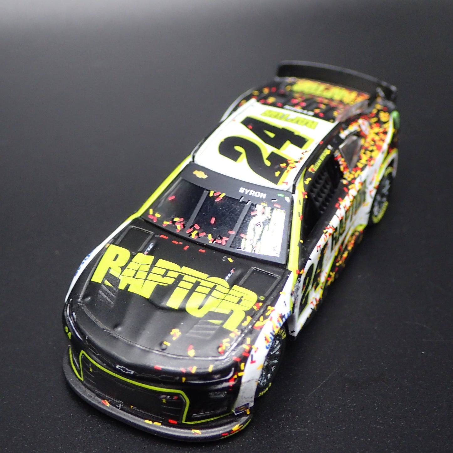 2023 CHEVY CAMARO ZL1 #24 WILLIAM BYRON RAPTOR WIN NASCAR 1:64 DIECAST MODEL CAR