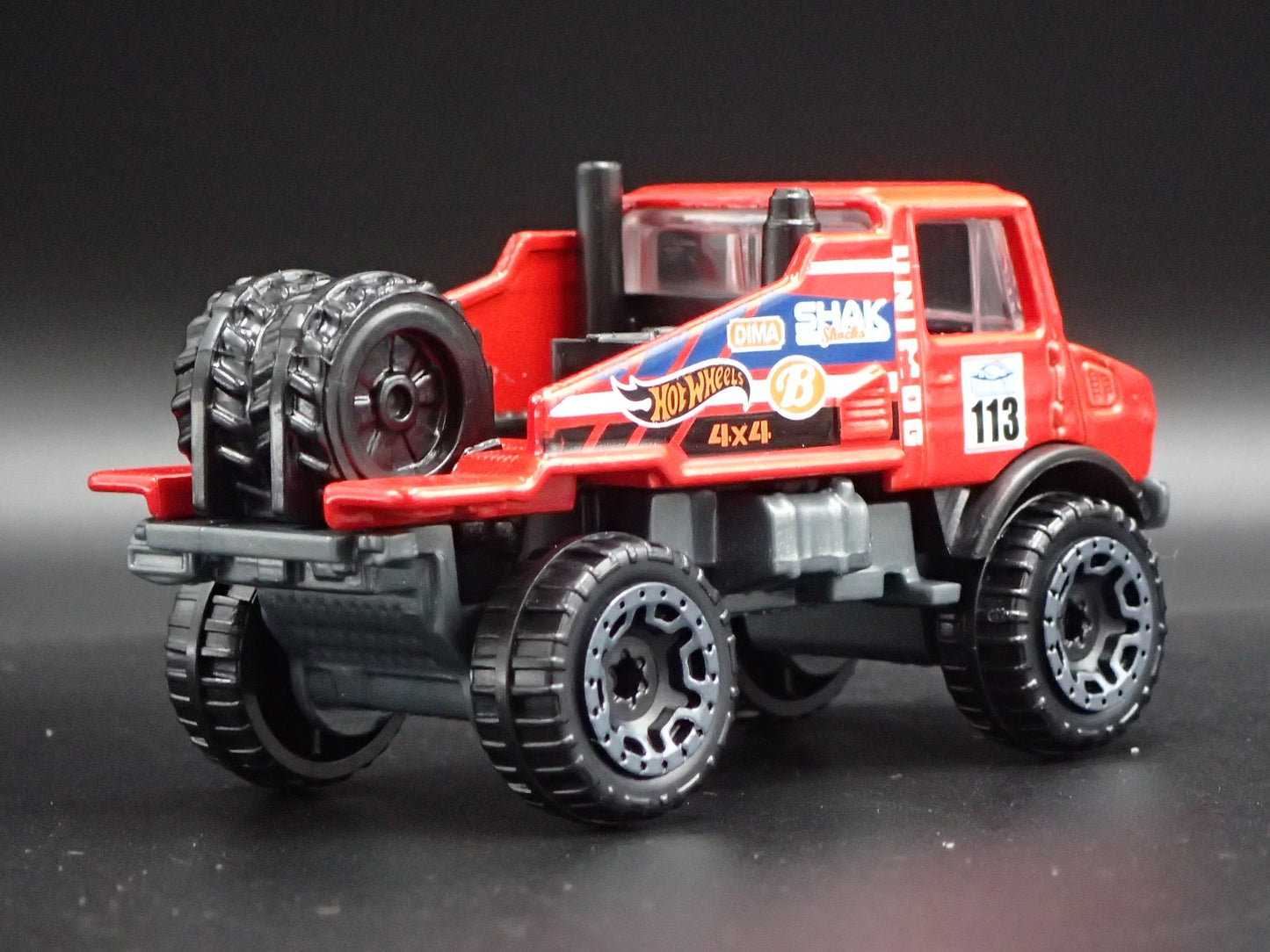 MERCEDES-BENZ UNIMOG 1300 UTILITY TRUCK RED 1:64 SCALE DIORAMA DIECAST MODEL CAR