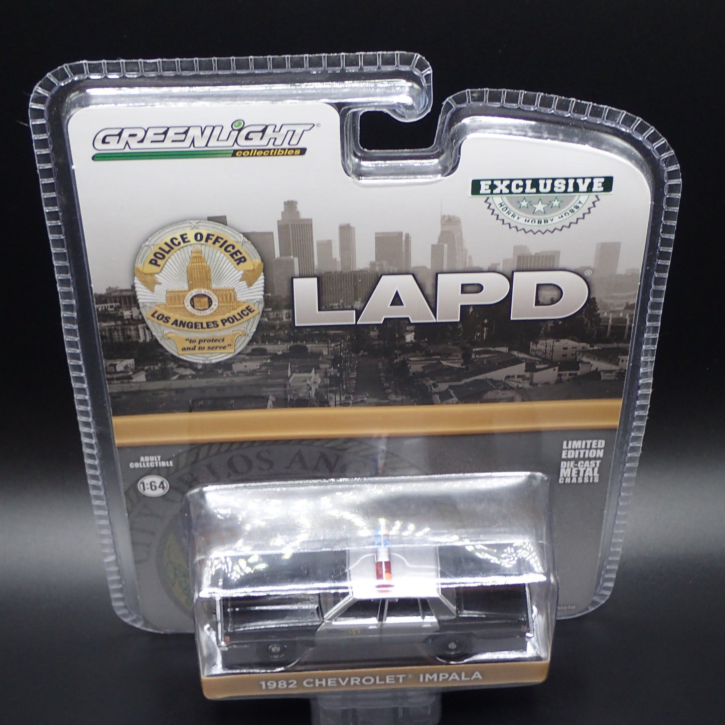 2024 GREENLIGHT RAW GREEN MACHINE CHASE 1982 CHEVROLET IMPALA LAPD HOBBY EXCL
