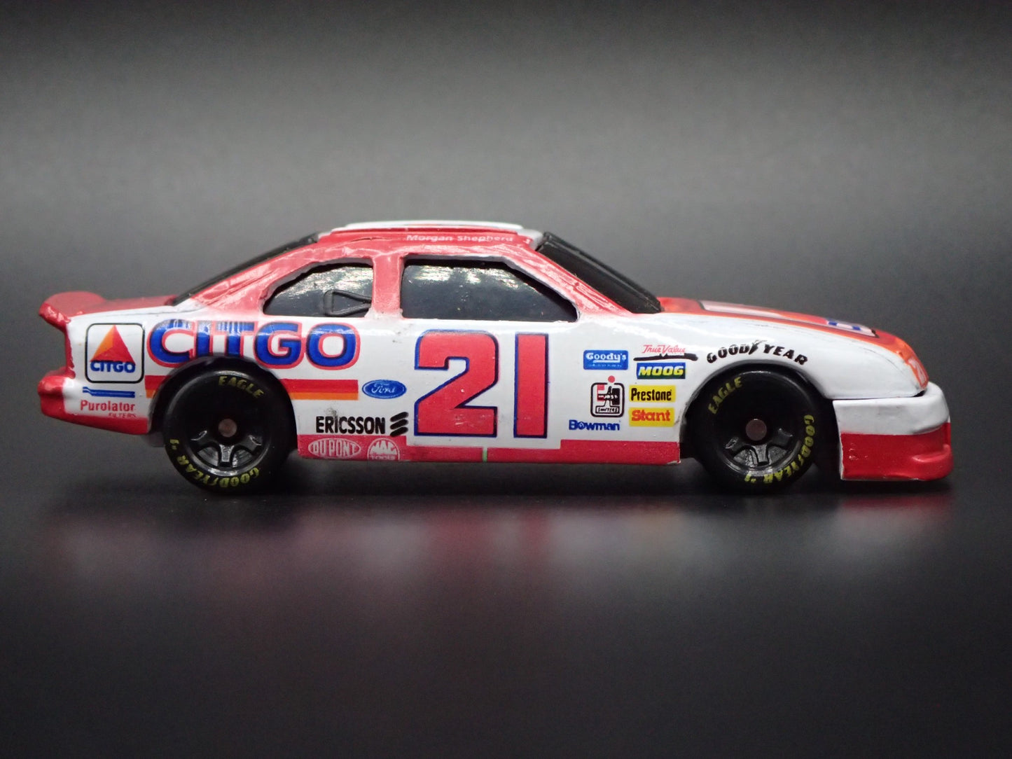 1993 93 FORD THUNDERBIRD 21 MORGAN SHEPHERD NASCAR 1/64 SCALE DIECAST MODEL CAR