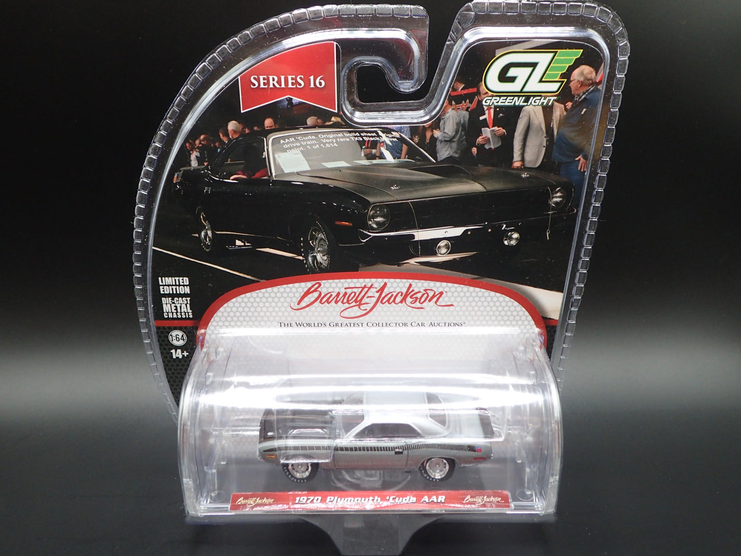 2025 GREENLIGHT 1970 PLYMOUTH CUDA AAR BARRETT JACKSON 16 1:64 RAW SUPER CHASE